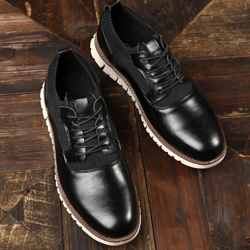 Zapatos Brogue para Hombre de Cuero PU con Diseño Tallado y Suela de Goma Ligera