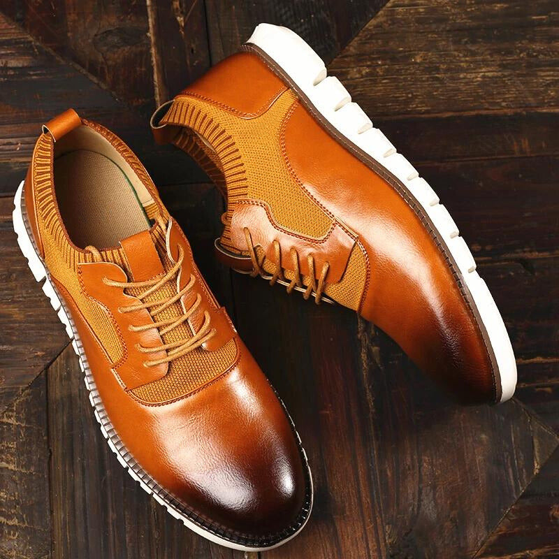Zapatos Brogue para Hombre de Cuero PU con Diseño Tallado y Suela de Goma Ligera