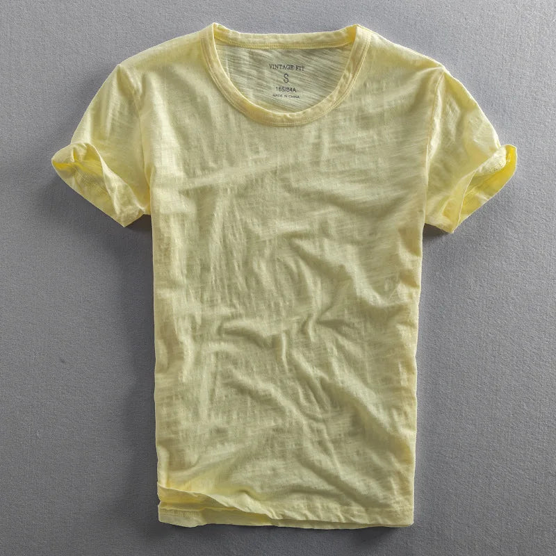 Camiseta de Algodón 100% para Hombre con Cuello Redondo y Manga Corta