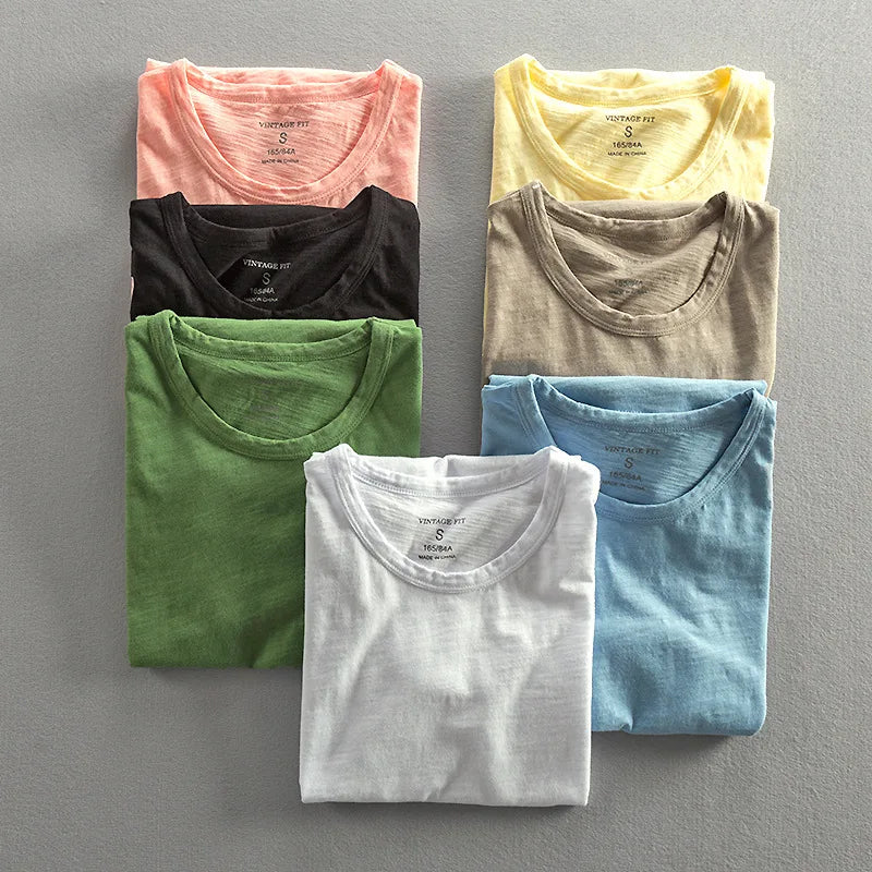 Camiseta de Algodón 100% para Hombre con Cuello Redondo y Manga Corta