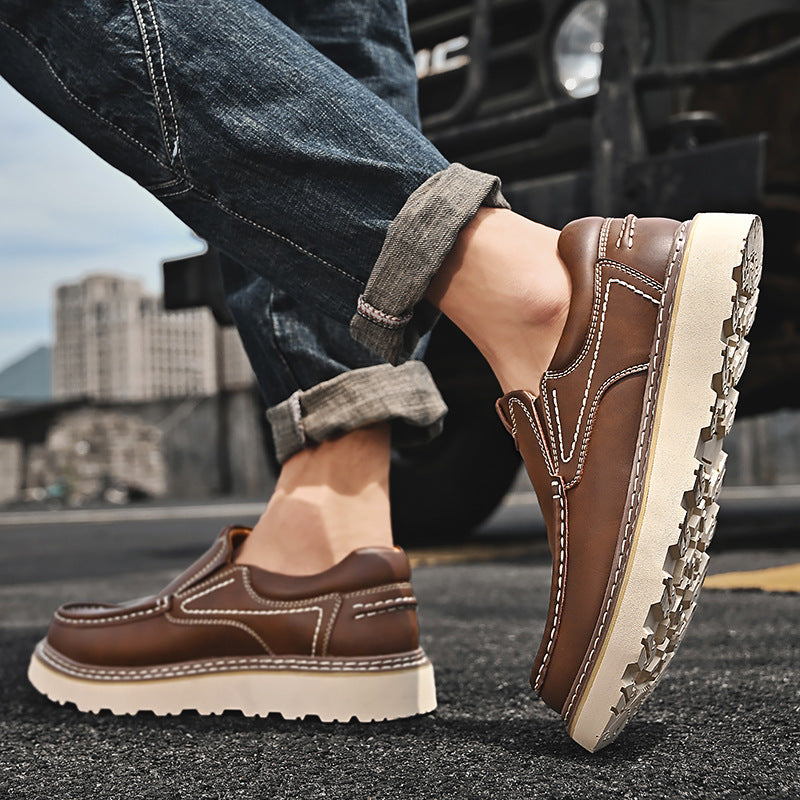 Zapatos de Trabajo Estilo Mocasín para Hombre de Cuero PU con Suela de Goma