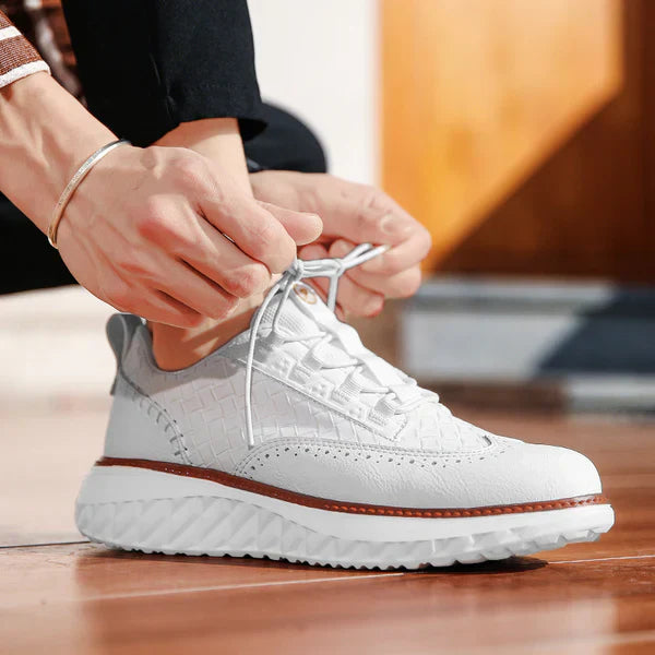 Zapatos Brogue de Cuero Sintético para Hombre con Suela Gruesa y Cierre de Cordones