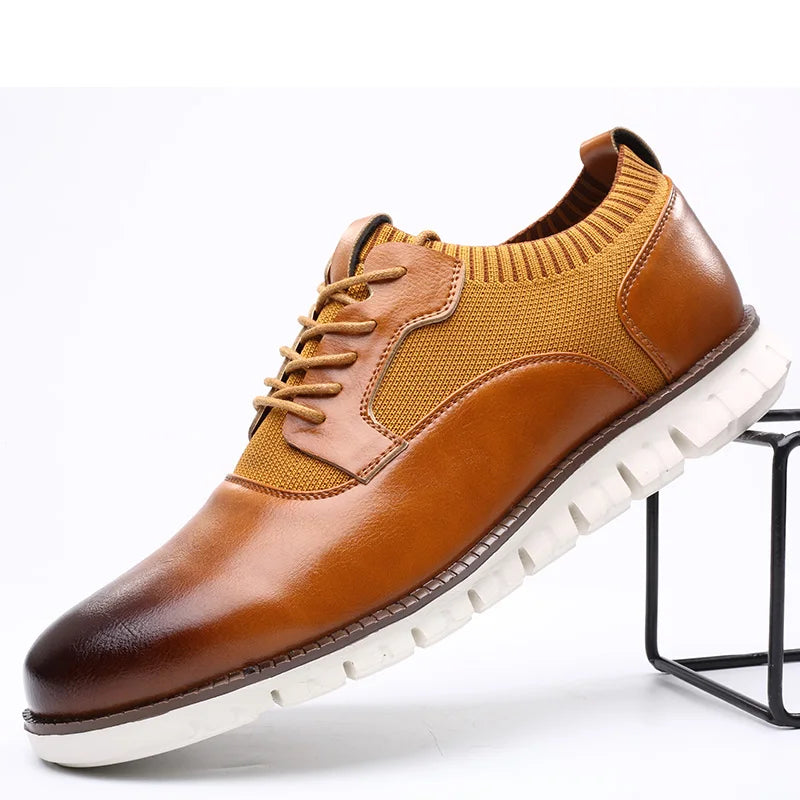 Zapatos Brogue para Hombre de Cuero PU con Diseño Tallado y Suela de Goma Ligera