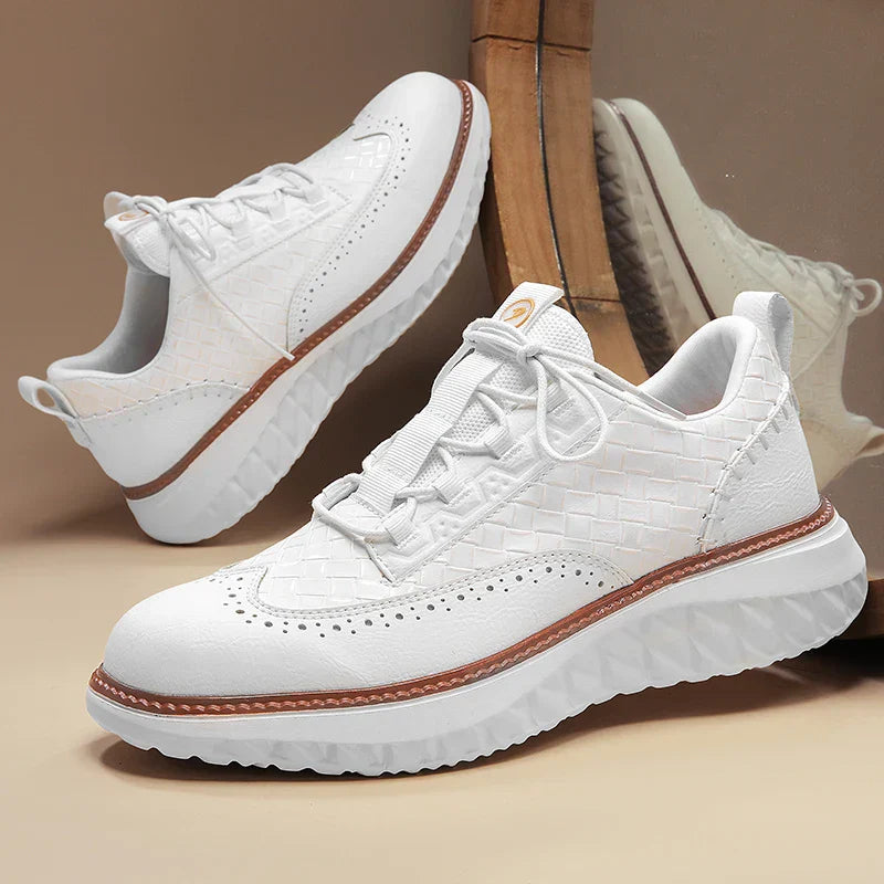 Zapatos Brogue de Cuero Sintético para Hombre con Suela Gruesa y Cierre de Cordones