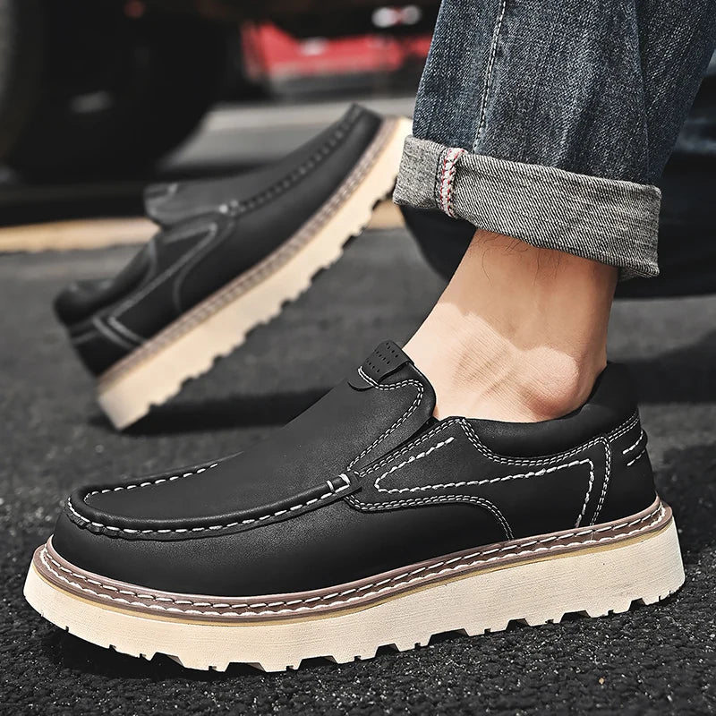 Zapatos de Trabajo Estilo Mocasín para Hombre de Cuero PU con Suela de Goma