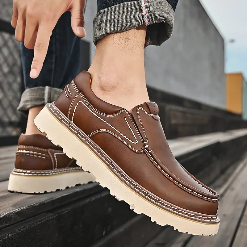 Zapatos de Trabajo Estilo Mocasín para Hombre de Cuero PU con Suela de Goma