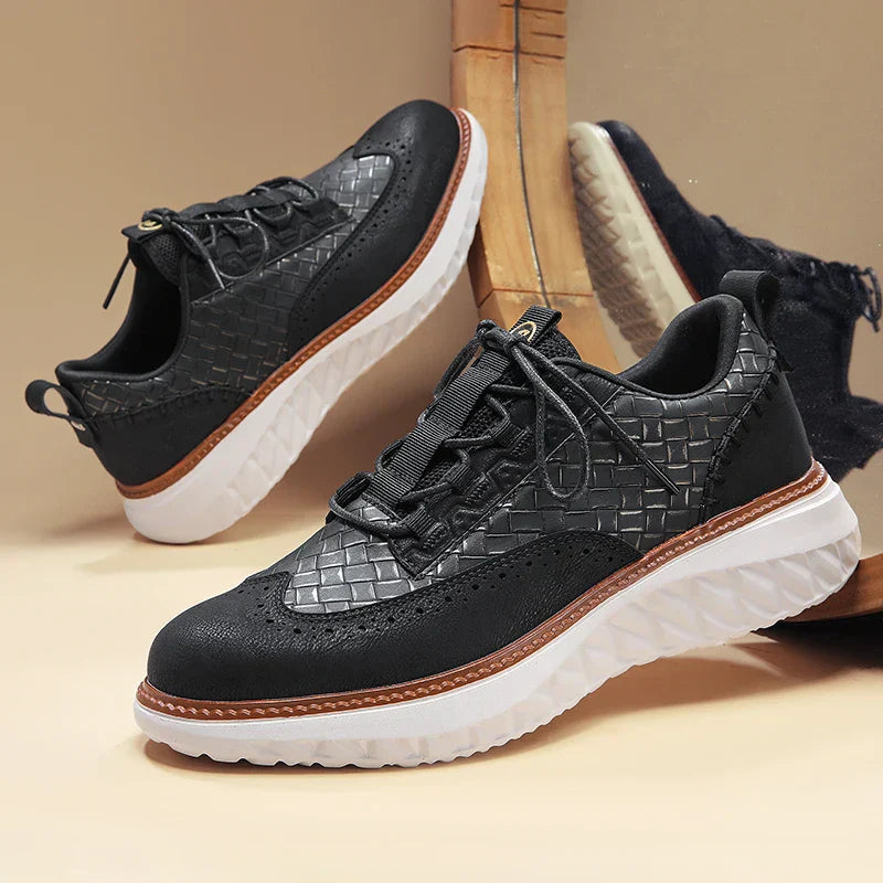 Zapatos Brogue de Cuero Sintético para Hombre con Suela Gruesa y Cierre de Cordones