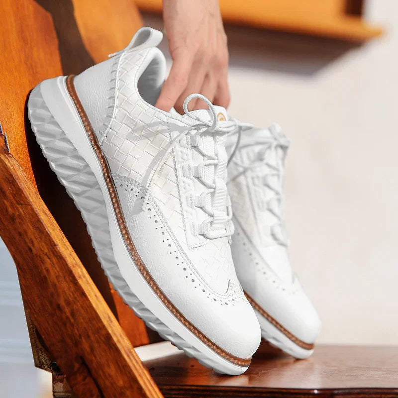 Zapatos Brogue de Cuero Sintético para Hombre con Suela Gruesa y Cierre de Cordones