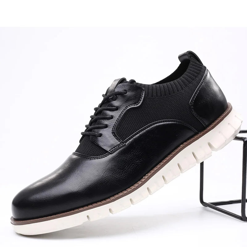Zapatos Brogue para Hombre de Cuero PU con Diseño Tallado y Suela de Goma Ligera